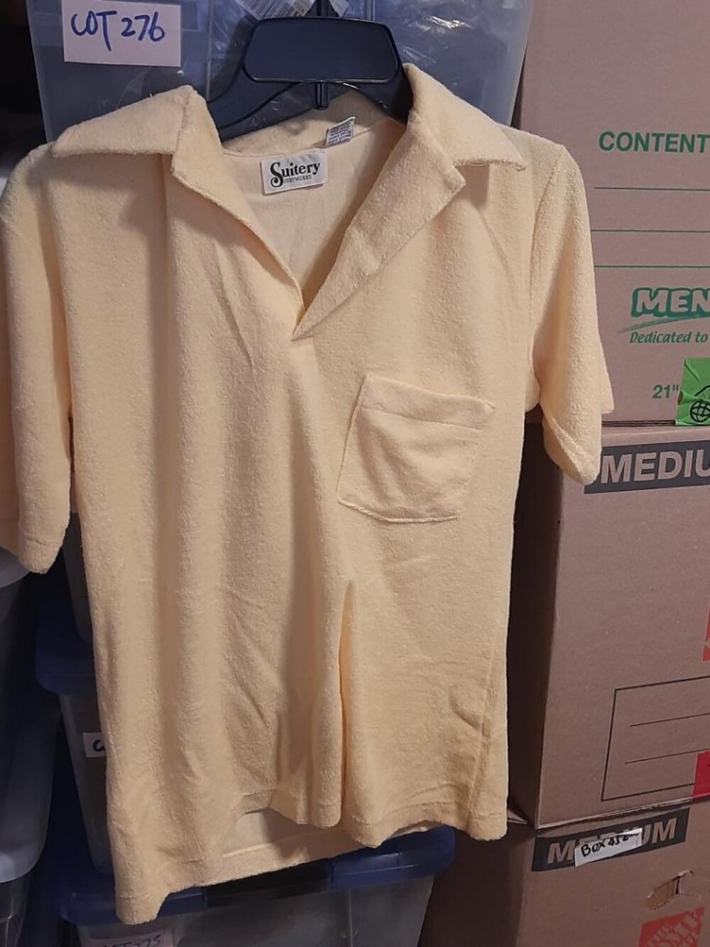 Vintage Suitery Hirtworks Short Sleev Collard Shirt Yellow Size S